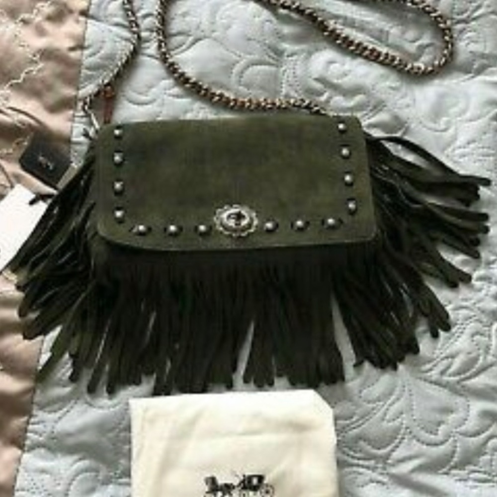 ⛔️SOLD⛔️Authentic Coach Fringe suede leather Crosb - Picture 4 of 9